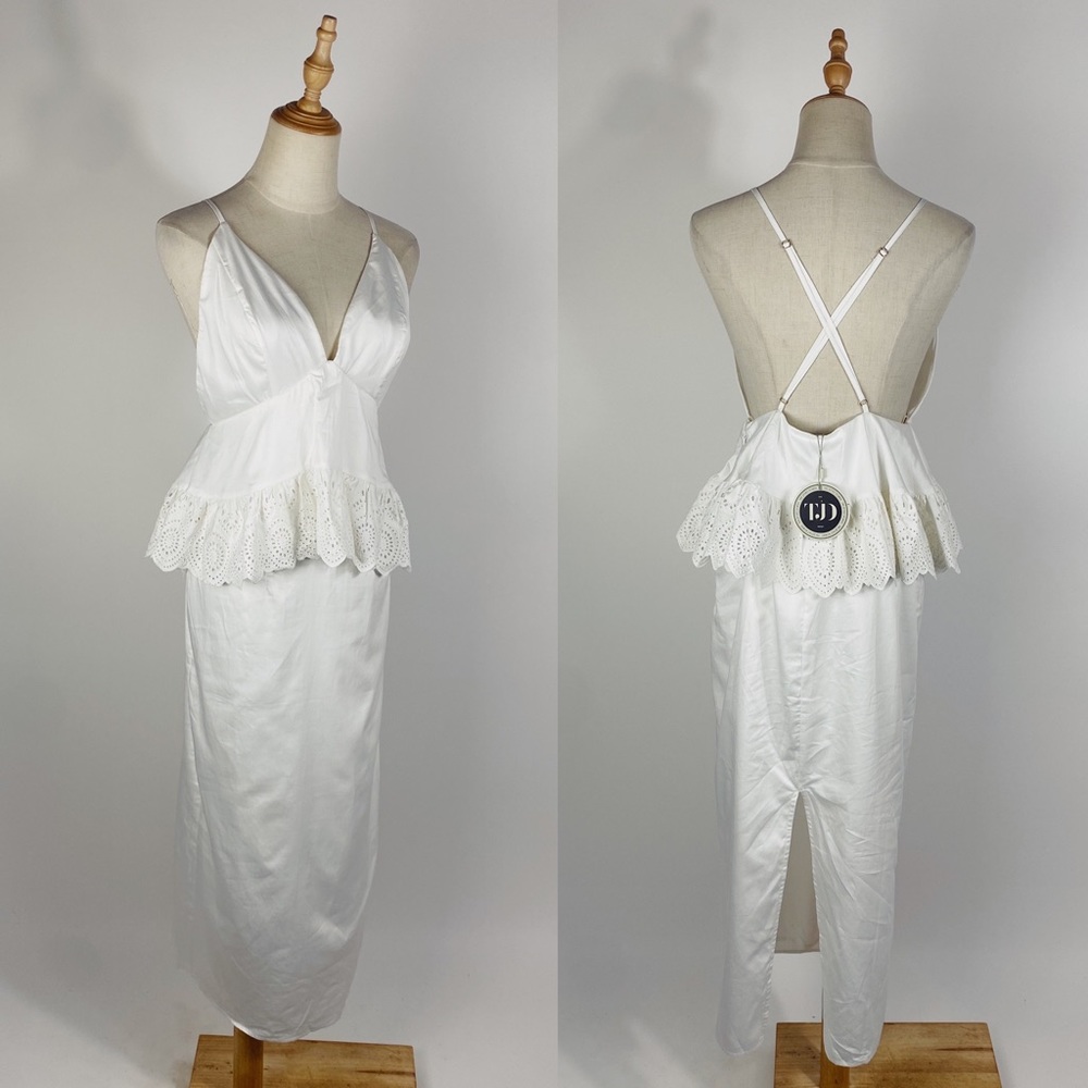 NWT The Jetset Diaries After Forever Peplum White Maxi Dress Small